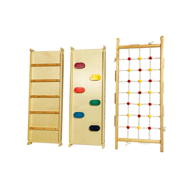 Träklätterstege & rutschkana/repklättringsbräda för den hopfällbara triangeln | Montessori möbler