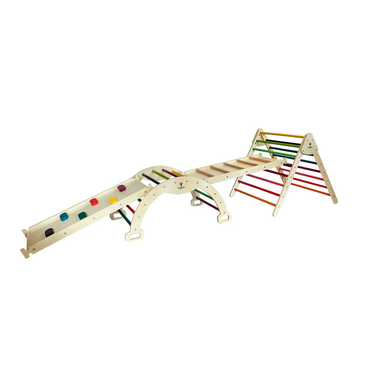 "Colored Climbing gym-triangle-rocking arch-ropeboard and two ladders"