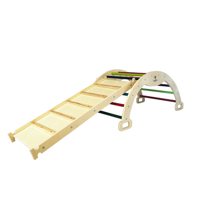 3 i 1 ODIN tremontert Montessori-klatrebue / gyngestol + ERIK klatretau-rampe