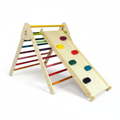 2 i 1 Montessori-klatresett i tre: TOR fargerik trekant + ERIK klatretaurampe