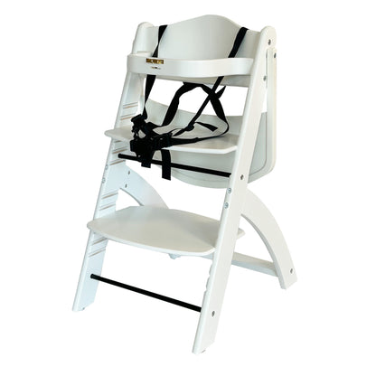 EMBLA Premium Wooden Adjustable High Chair with Tray and Safety Harness