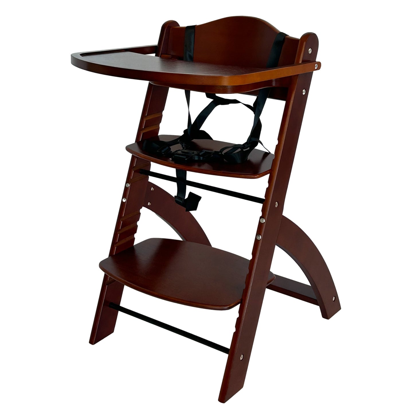 EMBLA Premium Wooden Adjustable High Chair with Tray, Cushion and Safety Harness