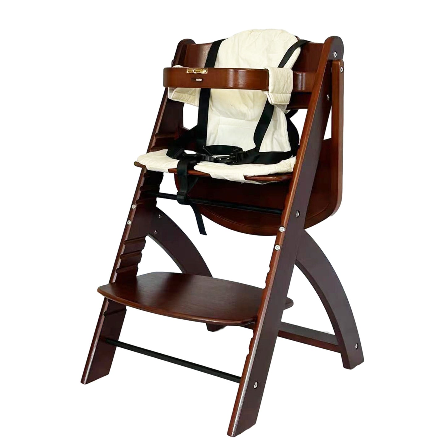 EMBLA Premium Wooden Adjustable High Chair with Tray, Cushion and Safety Harness