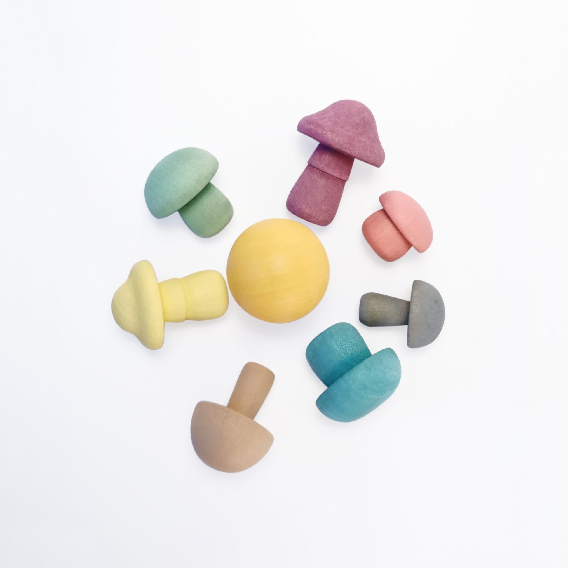 Montessori Wooden Mushroom Picking Toy natural water colors