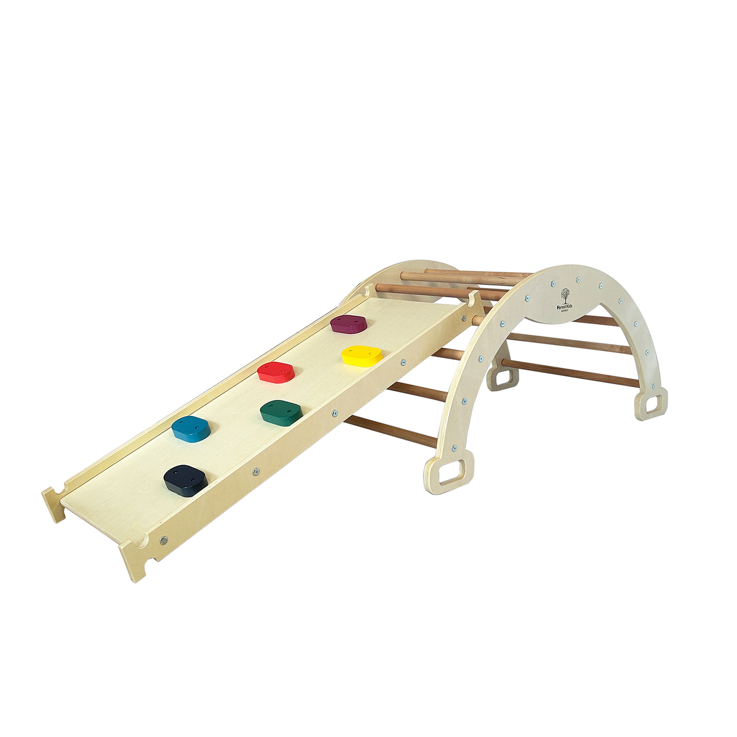 4 in 1 Wooden Montessori Climbing Set: ODIN Colorful  Arch / Rocker + OLAV Ladder / Slide