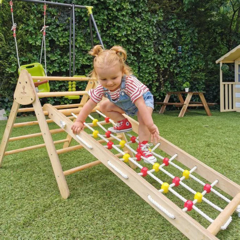 3 in 1 Wooden Montessori Climbing Set: TOR Natural Triangle + OLAV Ladder / Slide