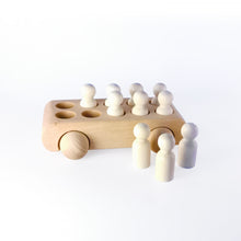 Load image into Gallery viewer, Montessori Wooden Peg People Bus
