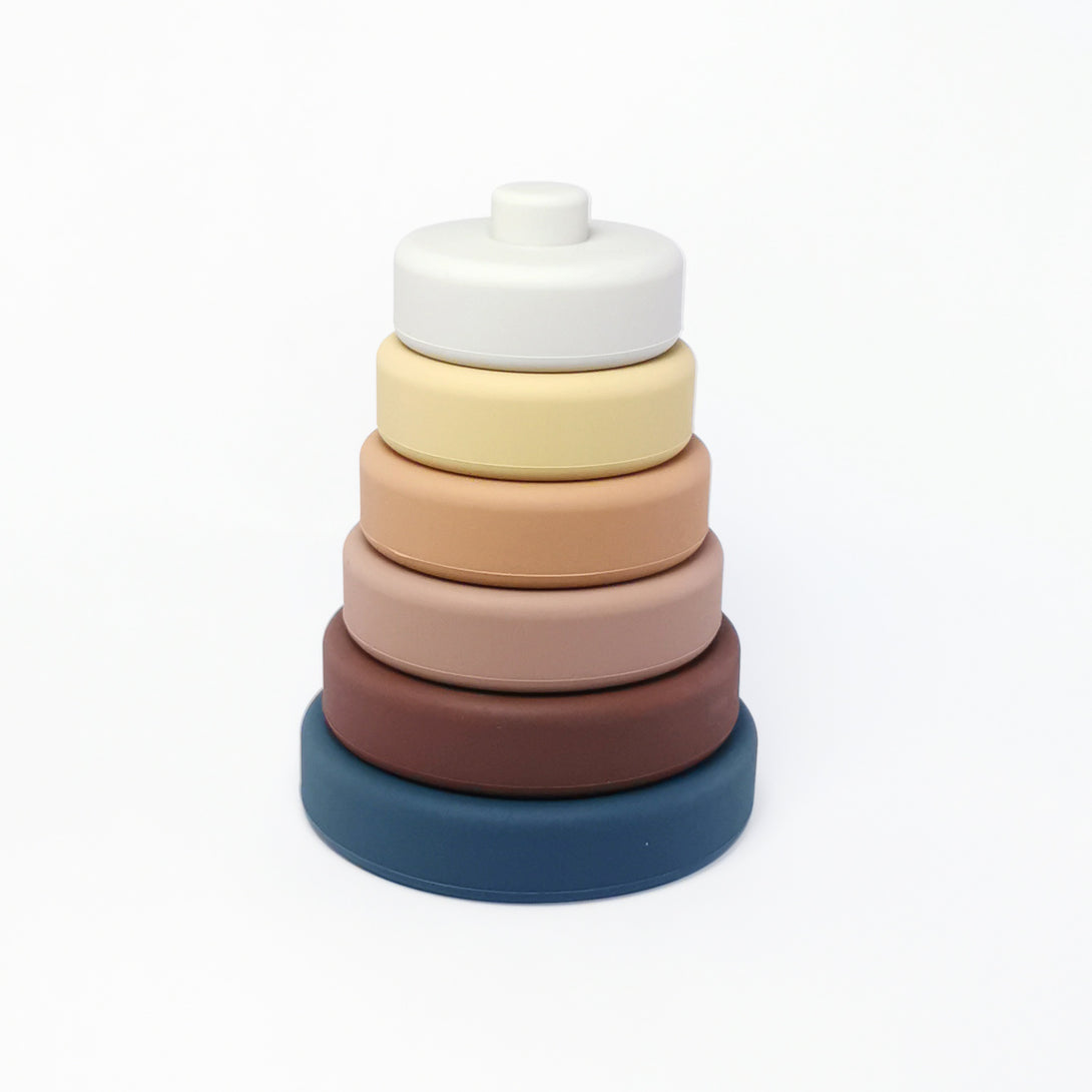 Montessori Silicone Stacking Tower toy for babies indigo color