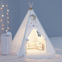 Load image into Gallery viewer, Teepee Play tent for Kids | Nordic White Quality Tipi Tent Made of 100% Cotton Canvas for Indoor or Outdoor Use
