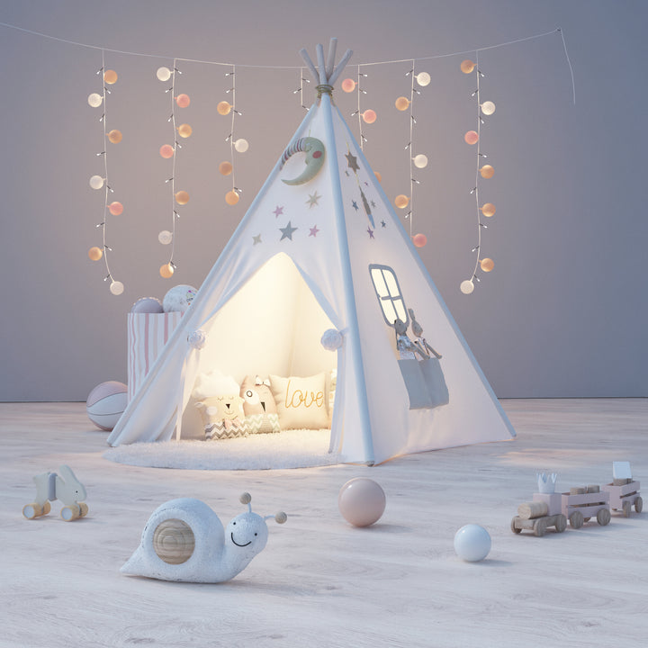 "Kids portable teepee play tent white color"