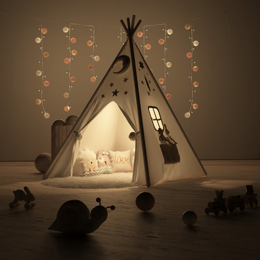 Teepee Play tent for Kids | Nordic White Quality Tipi Tent Made of 100% Cotton Canvas for Indoor or Outdoor Use