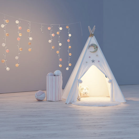 Teepee Play tent for Kids | Nordic White Quality Tipi Tent Made of 100% Cotton Canvas for Indoor or Outdoor Use